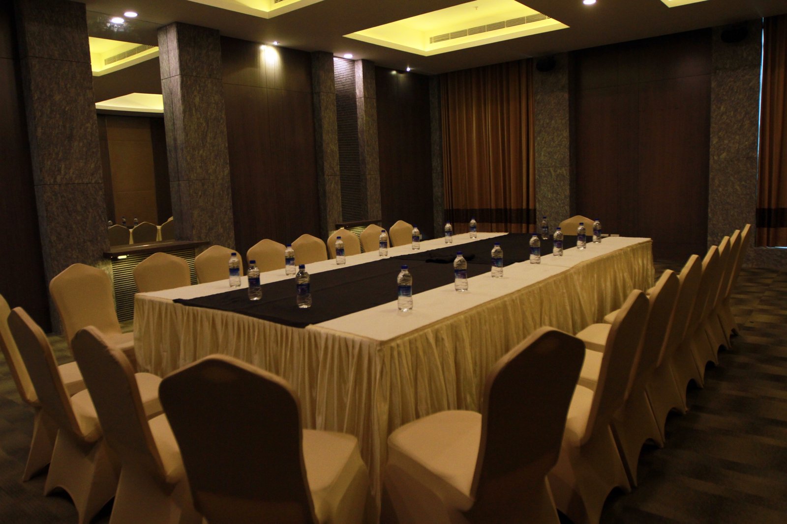 Banquet hall, wider boardroom view