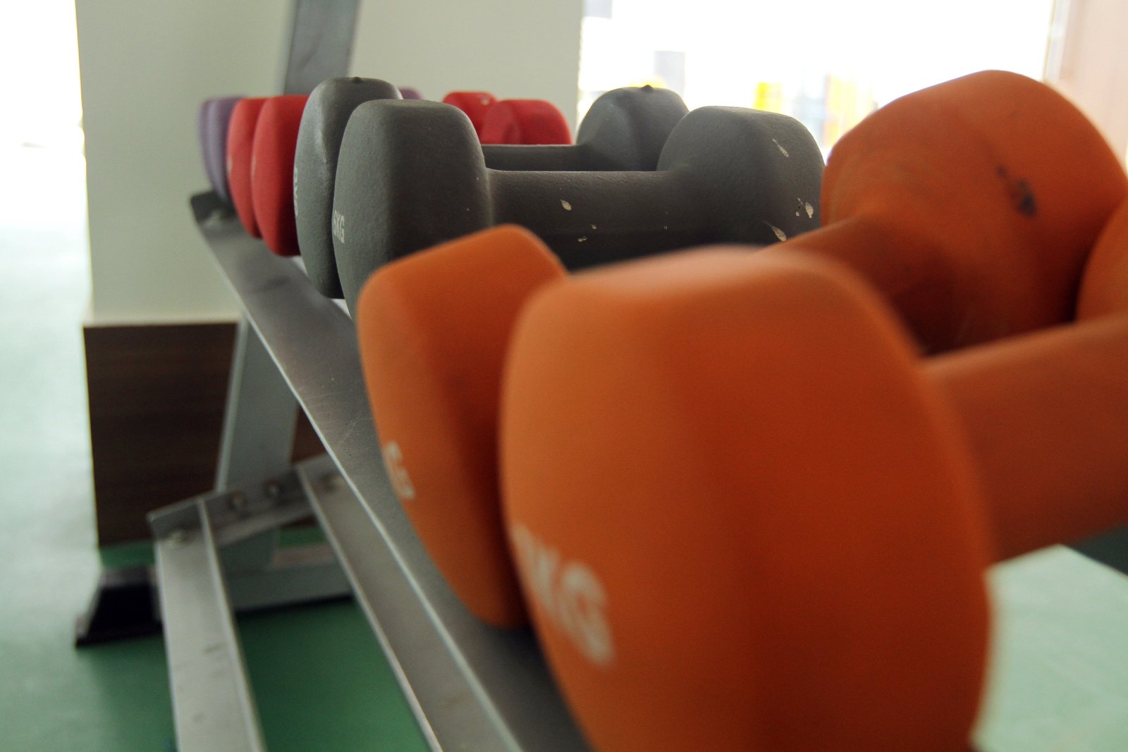 Dumbbell rack at fitness centre
